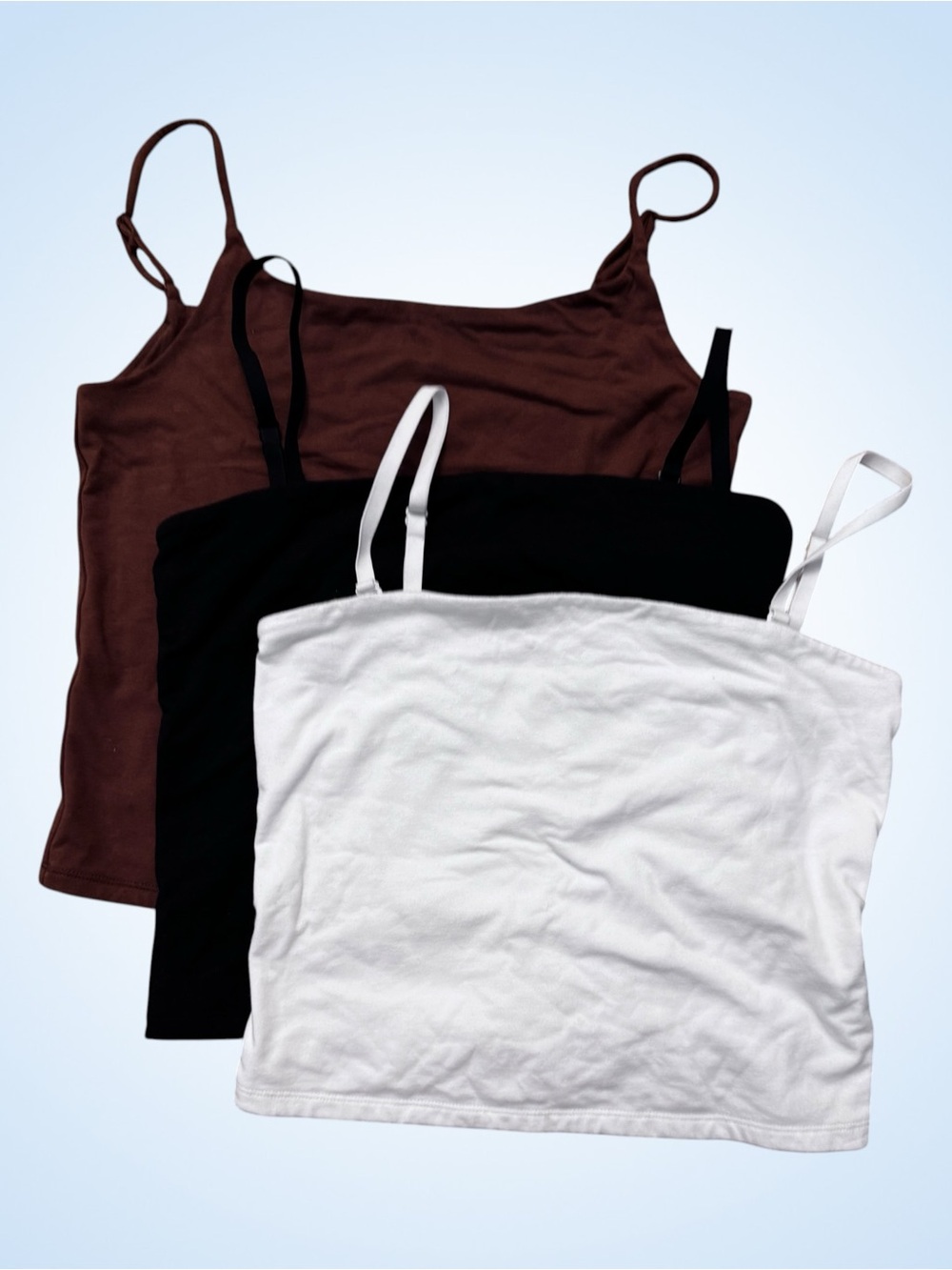 GAP (3) Built in Bra Camis in Brown, White & Black (convertible) - Sz M NWOT